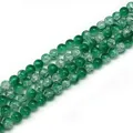 Perles en verre craquelé vert pour création de bijoux DIY avec texture fleurie. - Vert (Couleur 7)