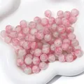 Rosa und weiße runde Glasperlen mit Cracle-Effekt für DIY-Schmuck - 20 Stück/Packung (10mm) / Zweifarbige Jade Crackle Farbe 19