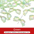 Perline a fiocco in acrilico verde iridescente per creazione gioielli fai-da-te, 4 pezzi - 13x29mm (4 Pezzi/Confezione) / Verde