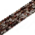 Brins de perles en verre craquelé marron et transparent pour bijoux et bracelets DIY - Marron (Couleur 9)