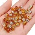 Perles en verre craquelé ambre et argent pour la création de bijoux DIY - Ambre et Argent (Couleur 11)