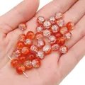 Perles en verre craquelé orange vif pour la création de bijoux faits main et colliers DIY - Orange et Transparent (Couleur 12)