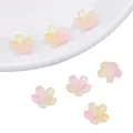 Rosa und gelbe Glasperlen in Kirschblütenform für handgefertigten DIY-Schmuckbau - Kirschblüte / 10 Stück pro Packung (11mm) / Farbverlauf Orange-Rosa