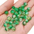 Perles de verre craquelé vertes pour la création de bijoux DIY, perles rondes en main. - Vert Émeraude (Couleur 15)
