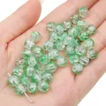 Perles rondes en verre craquelé vert pour la création de bijoux DIY faits à main - Vert Vif (Couleur 16)