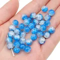 Perles en verre craquelé bleu et blanc pour la création de bijoux DIY et artisanat - Bleu et Blanc (Couleur 17)