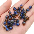 Perles en verre craquelé bleu et ambre pour la création de bijoux DIY et de bracelets - Bleu et Orange (Couleur 18)