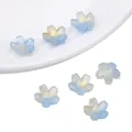 Kleine irisierende blau verlaufende Kirschblüten-Glasperlen für die DIY-Schmuckherstellung - Kirschblüte / 10 Stück pro Packung (11mm) / Gold und Blau