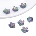 Gradient lila Glas Kirschblütenperlen für DIY-Schmuckherstellung - Kirschblüte Stil / 10 Stück pro Packung (11mm) / Gold Grün Lila
