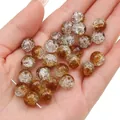 Perles en verre craquelé ambre et transparent pour la création de bijoux et bracelets DIY. - Ambre et Transparent Bicolore (Couleur 24)