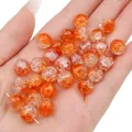 Perles rondes en verre craquelé orange vif pour la création de bijoux faits main DIY - Orange Vif (Couleur 25)