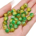 Perles en verre craquelé jaune et vert pour la fabrication de bijoux et de bracelets DIY - Dégradé Jaune-Vert (Couleur 28)