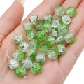 Perles de verre craquelé vertes et blanches pour bijoux DIY - Mélange Vert Clair et Blanc (Couleur 29)