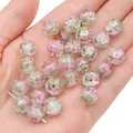 Perles en verre craquelé rose et vert pour bijoux DIY, bracelets et colliers faits main - Rose et Vert (Couleur 34)
