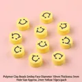 Yellow 10mm smiley face polymer clay beads with heart eyes for DIY jewelry making accessories. - Yellow Smiley Face (#09) / 10×5mm (10 Pieces/Pack)