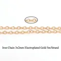 Professional 3x2mm gold-plated iron link chain for DIY jewelry making, 5 meters - 3x2mm Chain (5 Meters/Roll) / Gold