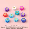 Colorful sunflower smiley face polymer clay beads for DIY jewelry making sets - Mixed Color Sunflower Smiley (#10) / 10mm (10 Pieces/Pack)