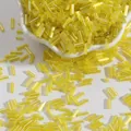 2x7mm yellow iridescent glass bugle beads for DIY jewelry making and embroidery crafts - 15g/Pack (Approx. 300 Pcs) / Yellow