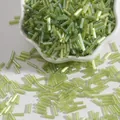 Premium 2x7mm iridescent light green glass bugle beads for DIY handmade jewelry crafting - 15g/Pack (Approx. 300 Pcs) / Olive Green