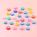 Colorful flower smiley face polymer clay beads for DIY jewelry making, 30 pieces pack - Plum Blossom Smiley Face (#18) / 10mm (30 Pieces/Pack)