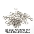 4mm White K iron open jump rings for DIY jewelry making, 500 pieces per pack - 4mm Open Jump Rings (500pcs/Pack) / White Gold