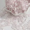 Delicate 2x7mm iridescent pink glass bugle beads for DIY jewelry making and embroidery craft - 15g/Pack (Approx. 300 Pcs) / Light Pink / 2x7mm