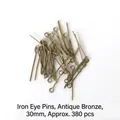 30mm antique bronze iron eye pins for DIY handmade jewelry making components, 380pcs - 30mm Eye Pins (380pcs/Pack) / Antique Bronze