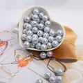 Iridescent light blue AB coated round ABS faux pearl beads for DIY jewelry making - 8mm (Approx 50 Pieces/Pack) / Gray