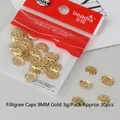 9mm gold flower bead caps for DIY handmade jewelry making supplies - 9mm Flower Bead Caps (30pcs/Pack) / Gold