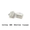 Professional 8mm white K silver ribbon crimp ends for DIY jewelry making 12 pieces per pack - 8mm Crimp Ends (12pcs/Pack) / White Gold