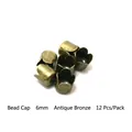 6mm antique bronze tulip flower bead caps for DIY handmade jewelry making accessories - Patterned Hat / 6mm (Pack of 12) / Antique Bronze