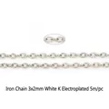 Iron chain for DIY jewelry making in white gold plating, 3x2mm size, 5m length - Chain / 3x2mm (5 Meters/Pack) / White Gold