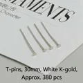 30mm T-pins for jewelry making DIY in white K finish, pack of approximately 380 pieces - T Pins / 30mm (Approx. 380pcs) / White Gold