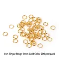 5mm golden iron open jump rings for DIY jewelry making materials 200 pieces per pack - Open Jump Ring / 5mm (200 Pieces/Pack) / Gold