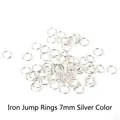 Pack of 200 silver-colored iron 7mm open jump rings for DIY handmade jewelry crafts - Single Loop / 7mm (200 Pieces/Pack) / Silver