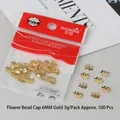 6mm gold flower bead caps for DIY jewelry making, 100pcs per 3g pack - Receptacle / 6mm (Approx 100pcs/Pack) / Gold