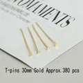 Gold 30mm T-pins for DIY jewelry making and handmade crafts, approx 380 pieces set - T Pins / 30mm (Approx 380pcs/Pack) / Gold