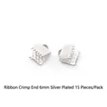 High quality 6mm silver tone metal cord crimp ends for DIY jewelry making 15 pieces pack - Crimp Ribbon Ends / 6mm (15 Pieces/Pack) / White Gold