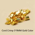 Golden 5x9mm fold-over crimp ends for jewelry making, approx 20 pcs per pack. - Clip Back / 5x9mm (Approx 20pcs/Pack) / Gold