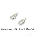 12mm silver lobster clasp for DIY jewelry making in white K finish 12 piece pack - 12mm Lobster Clasps (12pcs/Pack) / White Gold