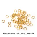 Gold iron 7mm open jump rings for DIY handmade jewelry making 200 pieces per pack - 7mm Jump Rings (200pcs/Pack) / Gold