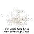 4mm silver iron open jump rings for DIY jewelry making and handmade accessories 500pcs pack - Jump Rings / 4mm / Silver