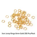 6mm gold-plated iron open jump rings for DIY jewelry making 200pcs - Jump Rings / 6mm / Gold