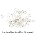 High-quality 200pcs 5mm silver iron jump rings for DIY jewelry making and repair projects. - Jump Rings / 5mm / Silver
