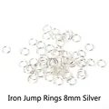 8mm silver iron jump rings for DIY jewelry making, 200 pieces per pack - Jump Rings / 8mm / Silver