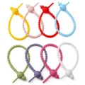 Complete set of 8 colorful silicone multi-functional ties for DIY keychain craft accessories - Set of 5 / Random Mixed Colors / Length 20cm