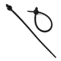 Flexible black silicone cable tie with gourd head for DIY keychain and bag accessories - Set of 2 / Black / Length 20cm