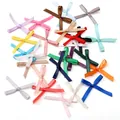 Set of colorful mini handmade polyester ribbon bows for DIY hair accessories - Random Mixed Colors / 50 Pieces