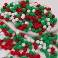 Red green and white polyester pom poms for DIY kindergarten craft accessories 80 - Christmas Style / 1cm (200 Pieces/Pack)