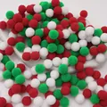 Mix of red white and green soft plush pompoms for Christmas DIY crafts and decorations - Christmas Style / 1.5cm (100 Pieces/Pack)